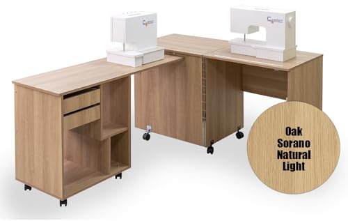 Comfort 8 | Nähmaschinenschrank | Nähmöbel | Nähtisch | Aufbewahrungsschrank | (Oak Sorano Natural Light)