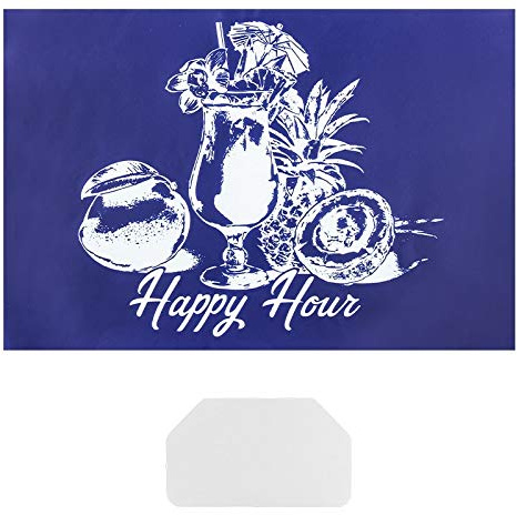Ideen mit Herz Siebdruck-Schablone | Motiv + Schriftzug | 32,5 cm x 22,5 cm | selbstklebend | inkl. Rakel | ideal für Textil, Holz, Glas, Keramik, Papier (Cocktail | Happy Hour)
