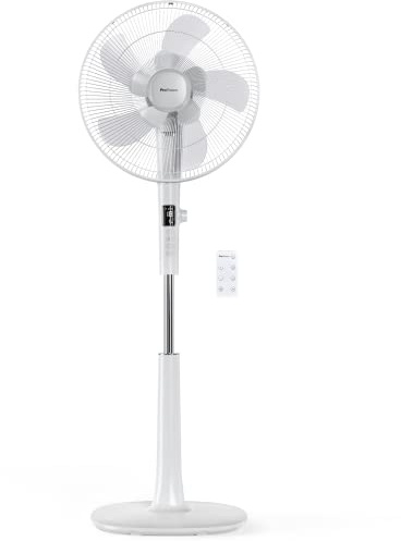 Pro Breeze 40 cm Standventilator mit DC Motor, Doppelflügel Technologie, Ventilator mit Fernbedienung & LED Display, 26 Lüftergeschwindigkeiten, 90° Oszillation, 24h Timer, höhenverstellbar, Weiß