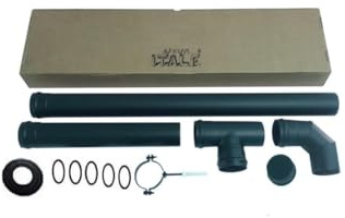 Canna fumaria stufa a pellet Kit tubi D 80 acciaio al carbonio spessore 1,2 mm verniciato nero opaco (D 80mm)