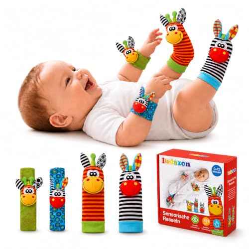 LUDAZON Sensorische Rasseln, Rasselsocken & Babyrassel Baby 0-12 Monate