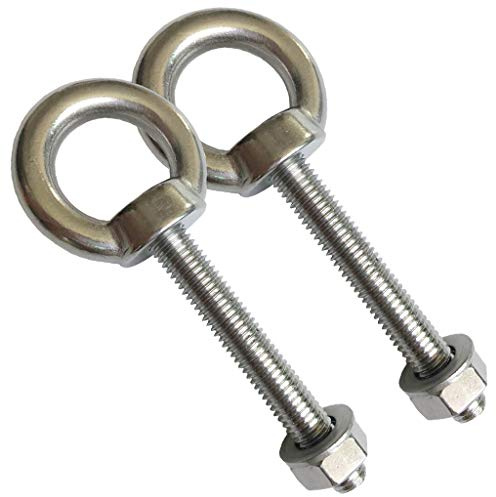 HYXXYY Stainless Steel Eye Bolt, 2pack M10 Shoulder Eye Bolts 3/8 X 2.75with Nuts and Washer Thread Lifting Ring Eyebolt