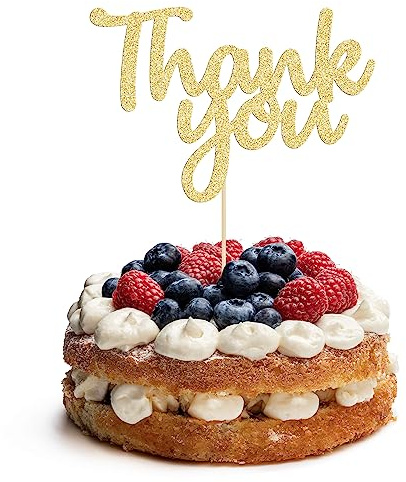 Gyufise 1Pcs Gold Glitter Thank You Cake Topper Thanksgiving Cake Decoration for All That You Do Thanksgiving Day Wedding Party Decoration Supplies