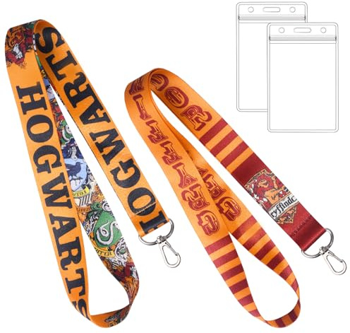 GTOTd Wizarding World Lanyard Schlüsselband (2 Pcs) with Ausweishalter | ID Badge Holder, Geschenke Merch Magical Zubehör Key Zeichenfolge Brieftasche Schlüsselband für Teens