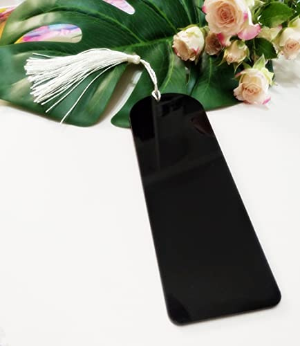 Acryl-Lesezeichen, Planer, Lesezeichen, Acryl, blanko, Lesezeichen mit Mini-Lesezeichen-Quasten für DIY-Projekte und Geschenkanhänger, Schwarz, 10 Stück