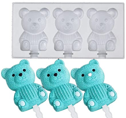 DUBENS 3 cavidades de oso de silicona para helado, helado, gelatina, chocolate, helado, pastel, molde para decoración de tartas, utensilios de cocina