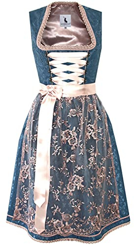 Alpenmärchen Midi Dirndl aus Exklusiver Kollektion inkl. Schürze Gr.32-54 - ALM909