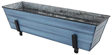 Achla Designs Small Blue Flower Box with Brackets for 2 x 4 Railings