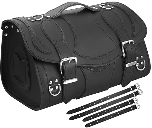 ORLETANOS Ledertasche Devil schwarz kompatibel mit Harley Davidson XS Sissybar Tasche Rolle Roller Vespa Moped Motorrad Gepäckträger Chopper Custom schwarz Trike Quad