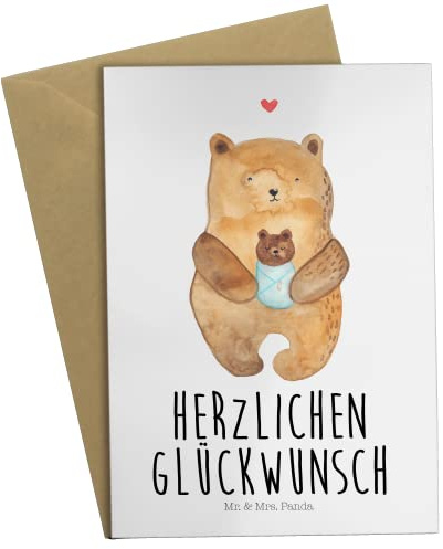 Mr. & Mrs. Panda Grußkarte Bär Baby - Geschenk, Mama, Frau, Weihnachten, Hochzeit, Ostern, Nichte, Teddy, Neffe, Geburtstag, Geschenkideen, Eltern, Mutter