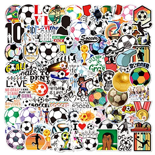100 Pack Football Stickers - Vinyl Waterproof Sports Stickers for Kids, Teens & Adults - Decals for Water Bottle, Laptop, MacBook, Luggage, Helmet, Car, Motorcycle - Football Team Fans Party Decals