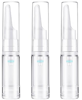 Desenda 3pcs Empty Travel Press Pump Bottles Small Face Serum Airless Pump Jars Lotion Eye Cream Container Vial Portable Essential Oils Refillable Toiletries Bottles (5ml)
