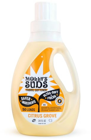 Molly’s Suds Fabric Softener Liquid for Sensitive Skin | Vinegar-Powered, Infused with Essential Oils | Fights Static, Reduces Wrinkles, Deodorizes | Citrus Grove, 50 Loads