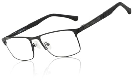 ZENOTTIC Lesebrille Herren, Blaulichtfilterbrille, Quadratisches Metallgestell, Blendfreies Sport-Computerbrille