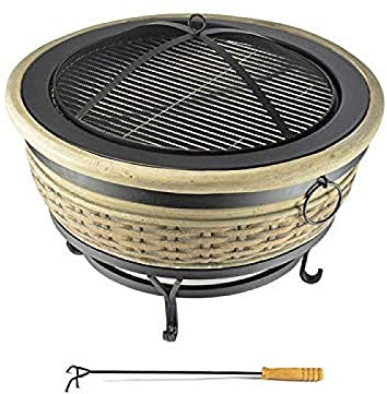 ASVIL Brasero de jardin en pierre pour barbecue - Brasero chauffant en magnésie ronde - Pour table de table