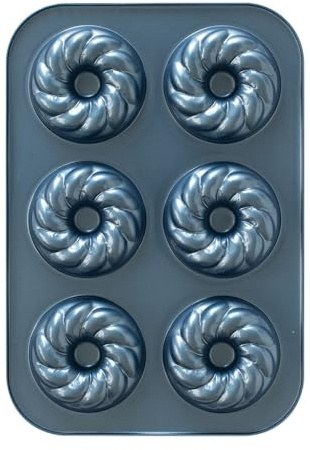 Nordic Ware Formed French Twist Donut Pan, 6 Cavities, Twilight Blue