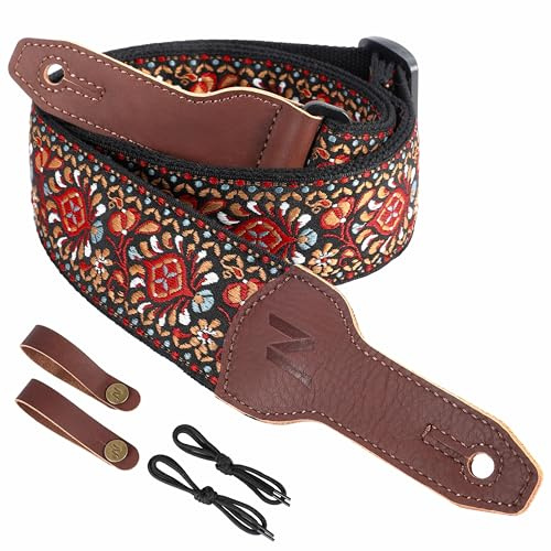 Nefelibata Banjo-Gurt, 5,1 cm breit, Vollnarbenrindsleder, Gitarrengurt