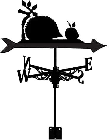 ANCNA-U Metall-Windfahne, Gartenpfahl, Igel, Pferd, Wetterfahne, Edelstahl, Wetterfahne, Windrichtungsanzeige, Garten, Hof, Dachhalterung, einfache Handhabung