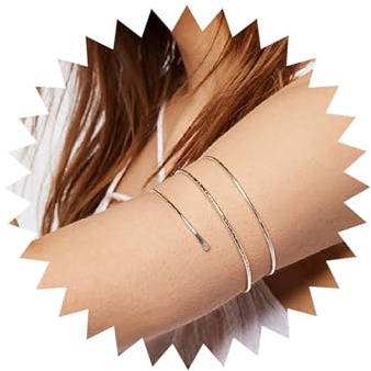 TseenYi Bracelet Manchette Argent Bracelet Manchette Punk Bracelet Manchette Cool Minimaliste Ouvert Bracelet Manchette Ajustable Bijoux Pour Femmes Et Filles