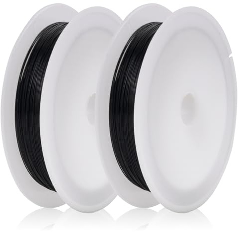 MEGAVOW 0.4mm x 10m Hantverkstråd Smyckestråd, Pysseltråd för Fästtråd Skulptering Tråd Smycken Halsband Armband Dekorativa Smyckestillverknin, Svart