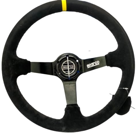 DUANSIYU Sportlenkrad Universal-Rennlenkrad, Auto-Lenkrad aus Wildleder Holzlenkrad(White Letter)