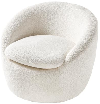 Sessel ALPINE - 76cm - beige - Bouclé-Stoff drehbar Armlehne Rundumbezug | Montiert geliefert, Schaumstoffpolsterung, hoher Komfort, Design, Eyecatcher, Teddystoff