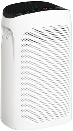 HOMCOM Luftreiniger für bis zu 25-35 m³ Air Purifier mit HEPA Filter für Allergiker mit leiser Schlafmodus Timer Raucherzimmer Staub ABS 32,7 x 22 x 55,8 cm