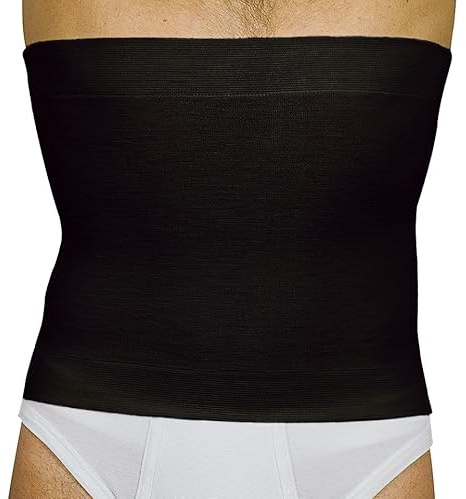 MANIFATTURA BERNINA Elan 500627 (Größe 4 schwarz) - Thermo-Wärmegürtel Bauchwärmer aus Merinowolle und Baumwolle Höhe 27