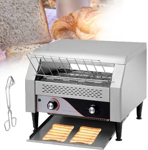 QXIWAOE Tostadora Transportadora Comercial,Tostadora Profesional,300 Rebanadas/Hora,Tostadoras Industriales De Acero Inoxidable,con Velocidad Ajustable,Equipo De Panadería para Restaurante