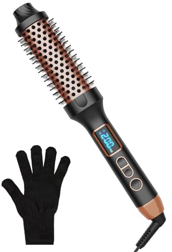 CIGAA Thermal Brush Curling Iron Brush, 38 mm Barrel lonic Heated Round Brushes Hair Styling for Blowout Look, 5 Heat Temps for Volumizer Hair Curler