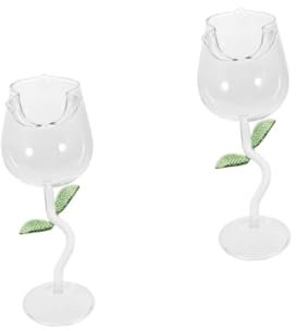 Amosfun 2 Pz bicchiere di vino potabile bicchieri da martini bicchieri bicchieri degustazione vino bicchiere whisky bicchieri da vino a forma di rosa calice da cocktail in