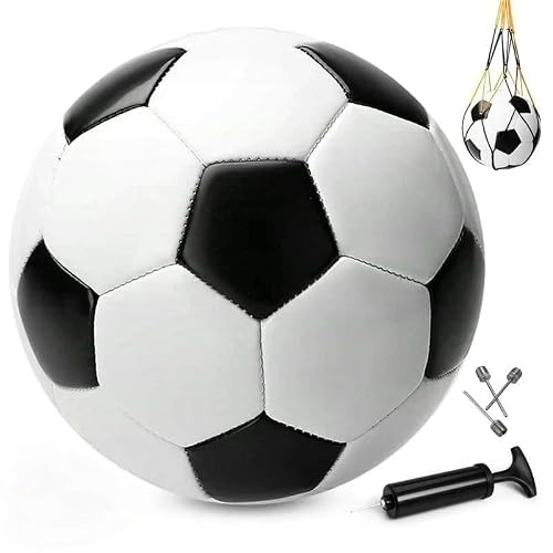 INPODAK Ballon de Football Taille 3, Ballons Noir et Blanc avec Pompe,Football pour Jeunes et Enfants, Ballons pour l'entraînement, l'école, Adeau de Footballs pour Garçon de 5 à 10 Ans.