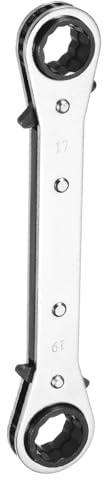 QUARKZMAN Clé à cliquet réversible double boîte 4 en 1 16x17x18x19mm en acier CR-V 180 degrés Métrique Double tête 12 points 24 dents Clé à douille à cliquet réglable,