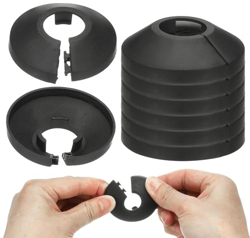 PATIKIL 12mm Heizungsrohr Rosette, 9 Stück Flanschrohrabdeckung Dekoration Flansch Wasserrohrabdeckung Dekoration PP-Kunststoff, Schwarz