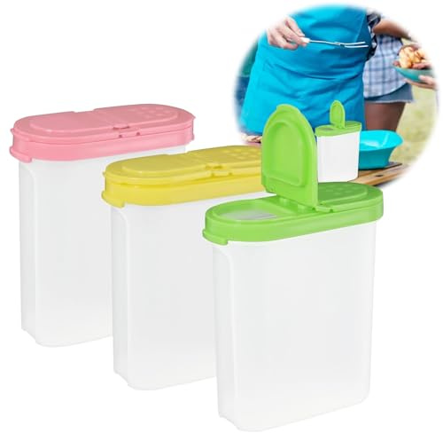 Hsyadazi Set da 3 Barattoli per Spezie (250ml) - Contenitori Trasparenti con Doppio Coperchio & 2 Fori - Dispenser Aromatici per Sale, Zucchero e Pepe