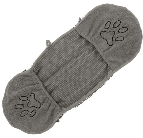 Hundehandtücher, 35 x 80 cm, Mikrofaser, schnelltrocknend, für Hunde, Katzen, kleine Tiere, super saugfähiges Badetuch mit doppelten Taschen für die Hände und elastisches Band