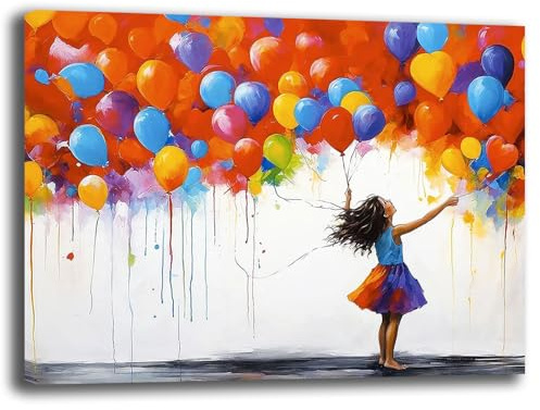 Quadro Moderno Camera da letto Banksy Bambini Palloncino Quadri moderni soggiorno da Parete XXL grande Stampa su tela Canvas Decorazione Murale muro Arredo Salone (8, 50x70 cm, Canvas intelaiato)