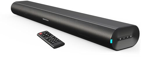 BESTISAN Wave Base Sound Bar med Bluetooth för TV-bordsskiva digitalt ljudhögtalarsystem/hemmabio, spel, projektorer, med fjärrkontroll, HDMI-ARC, AUX, optisk, USB
