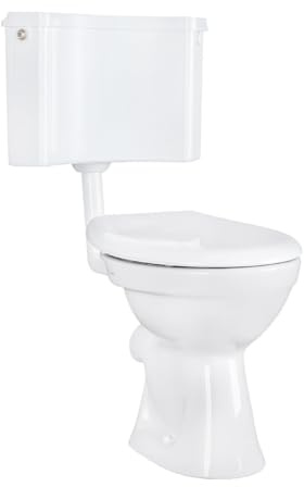 Belvit Set WC bianco con uscita orizzontale, sedile WC Softclose e cassetta di scarico per il collegamento a parete