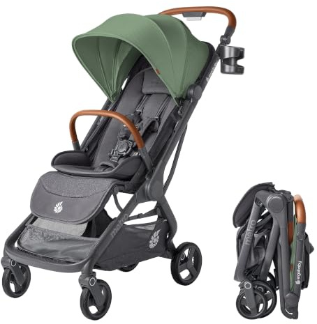 Ergobaby Metro 3 Deluxe Pushchair Buggy with Reclining Function, Baby Buggy from Birth to 22kg (0-4 Years), one-Hand fold and car seat Compatible, Willow Green