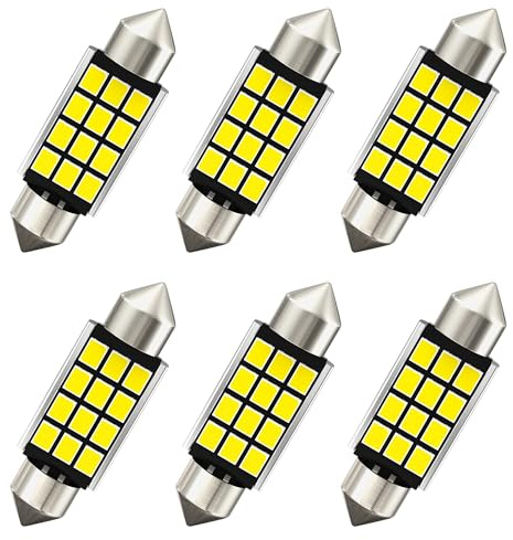 AGLINT Bombillas C5W 39mm LED Feston CANBUS Sin Errores 1.53'' 6411 6413 DE3425 DE3423 12SMD para Coche Interior Festoon Lámpara Mapa Techo Cúpula Matrícula Luces 12V Blanco 6 Piezas