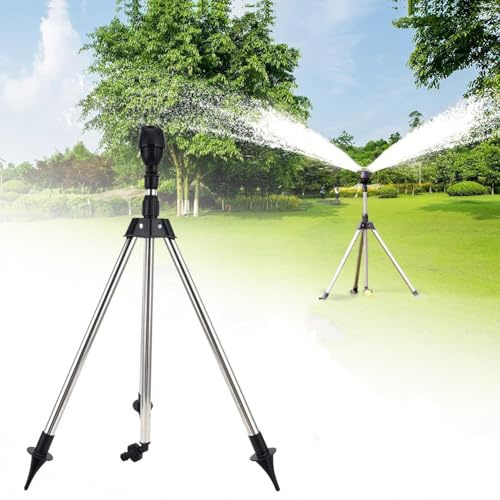 EcoGleam Arroseur rotatif automatique sur trépied rotatif à 360 degrés avec trépied pour buse d'arrosage pour jardin, cour, grande surface