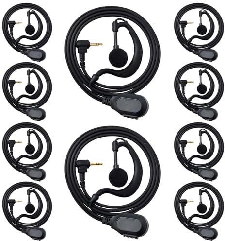 HYS Talkie-Walkie Oreillette Compatible avec Motorola TLKR T62 T82 T92 H2O | 2,5mm 1 Broches Forme de G Casque avec Microphone PTT, Radio Écouteur de Sécurité pour Talkabout (G05TK-10)