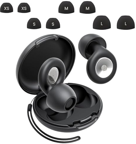 Ear Plugs for Sleep, 46dB Lab-Certified Noise Cancelling Earplugs Hearing Protection for Sleep, Travel, Work, Focus, Comfortable & Reusable Silicone Ear Plugs, 8 Ear Tips (XS/S/M/L) + Carrying Case