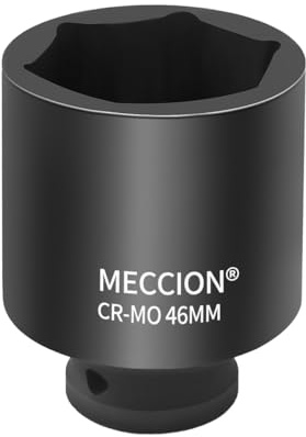 Meccion Steckschlüssel Sechskant 46mm mit 1/2 Antrieb, Industriequalität CR-MO Schlagschrauber Einsatz, Tief, 78mm Gesamtlänge