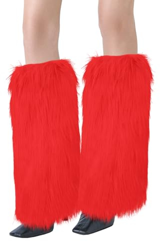 XEPST Damen Kunstpelz Beinwärmer Plüsch Beinwärmer, Mädchen Furry Fuzzy Beinwärmer Winter Stulpen Damen für Winterwärmer Karneval Halloween Fasching Mottoparty Verkleidung