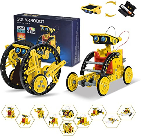 OMWay Robot Solar, Kit Robotica Juguetes Niños 7 8 9 10 Años, 12 en 1 Juegos Educativos Ciencia Experimentos Construcciones para Niños 11 12 Años, Navideños Cumpleaños Regalos para Niño, 190 Piezas