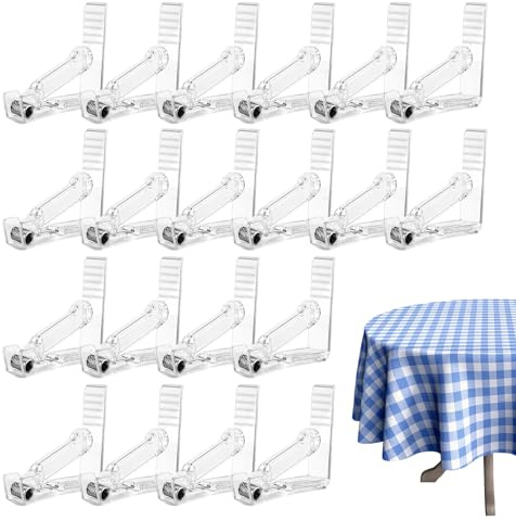 Qiwieod Sujetamanteles - Juego De 20 Pinzas para Manteles,Función Antiviento para Camping Restaurante Cena Interior Exterior | Exterior Cumpleaños Navidad Familiar Fiesta Boda
