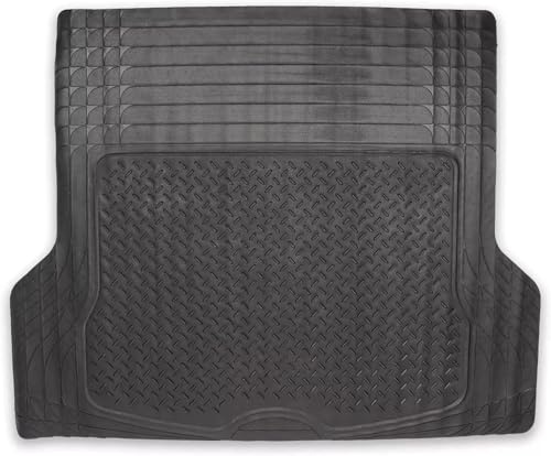 For AUDI Q3 - Semi Tailored Car Boot Mat Rubber, Diamond Design Non-Slip, Trim to Fit - Black
