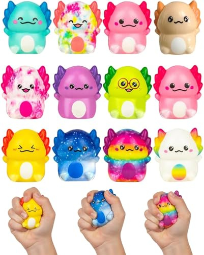 Easter Axolotl Squishy Toys – Soft Slow Rising Stress Relief Sensory Fidget Toys for Kids Boys Girls – Classroom Rewards, Birthday Party Favors, Treasure Box Prizes, Novelty Gifts (24PC)